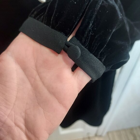 Saloni Black Camille Velvet Embellished Pearl Bow Mini Dress - Picture 6 of 10